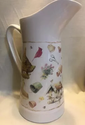 1990s Hallmark Marjolein Bastin Ceramic Water Pitcher  Nature's Sketchbook  • $29.99