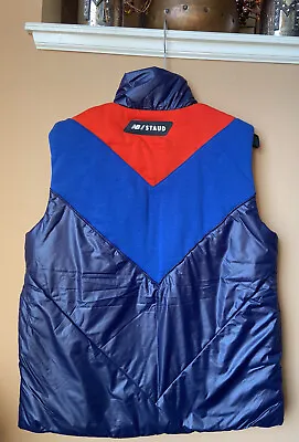 STAUD X New Balance Mixed Media Puffer Vest Blue/Red/White Size M Oversized NWT • $129