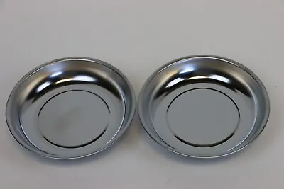 ROUND MAGNETIC PARTS TRAYS STAINLESS STEEL 5 3/4  DIAMETER PAIR #5885 X 2 • $15.99