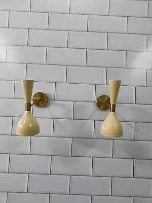 Italian Mid Century Wall Sconce Brass Diabolo Sconce  Wall Sconce • $99