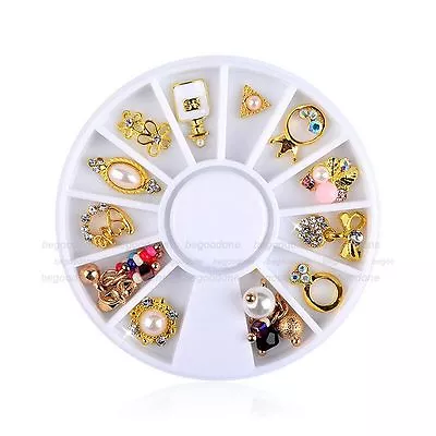 3D Nail Art Decoration Charms Wheel DIY Metal Nail Rhinestones Mixed Designs • $5.60