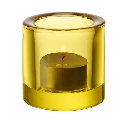  IITTALA GLASS  KIVI  Candle Holder Or Votive FINLAND MARIMEKKO  Lemon Yellow  • $52.99