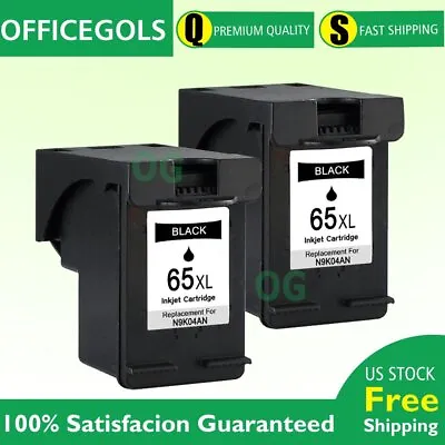 2PK Black Ink For HP 65XL ENVY 5000 5052 5055 DeskJet 2600 2622 2652 Printer • $23.21