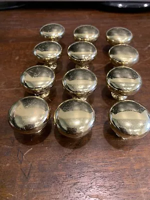 Lot Of 12 Vintage Polished Brass Cabinet Footed Knobs Drawer Pulls Gold Heavy • $10