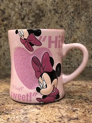 Disney Parks Minnie Mouse Coffee Mug Pink Heart Tea Cup Hourglass Textured • $14.99