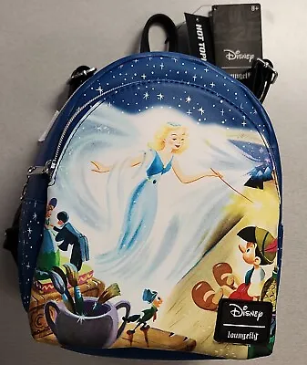 Loungefly Disney Pinocchio Blue Fairy Magic Mini Backpack NWT! Jiminy Cricket 🦗 • $36.99