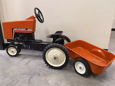 ERTL Orange Allis Chalmers 8070 Toy Metal Pedal Tractor + Wagon Ride On Toy • $500