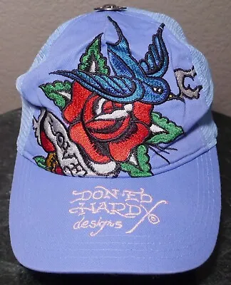 RARE Vintage Ed Hardy By Christian Audigier Embroidered Trucker Hat Bird Flower • $27.99