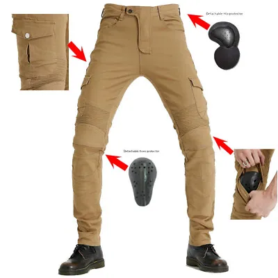 Men's Motorcycle Riding Denim Jeans Motorbike Pants With Knee And Hip Armor Pads • $69.98