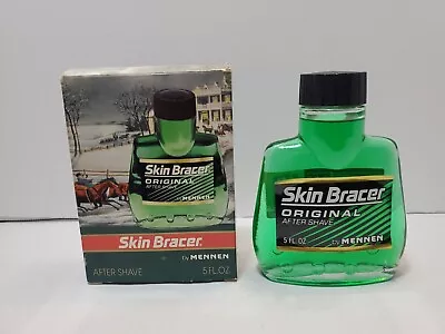Vtg Skin Bracer Original After Shave 5 Oz Full Glass Bottle Mennen Green USA • $24.95