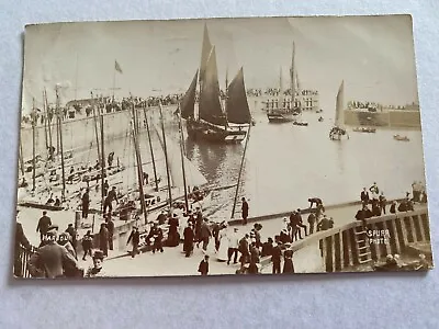 £9.99 • Buy Bridlington Real Photo Postcard Harbour East Yorkshire 1904 Social History Boats