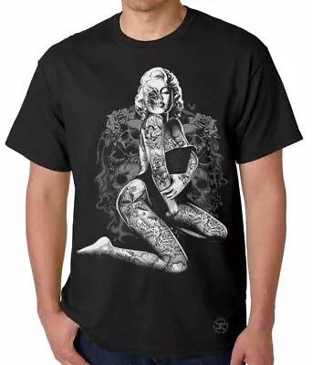 Marilyn Monroe Skull Pose T-SHIRT ~ Sexy Pinup Girl Tee ~ Tattoos INK • $15.99