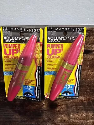 📀 Maybelline Pumped Up Colossal Mascara - 216 Classic Black (LOT OF 2) • $12.99