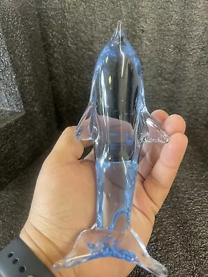 Murano Style Handblown Art Glass Dolphin Figurine Blue And Clear • $15