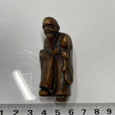 Netsuke Wood Carving Hermit Old Man Japanese Antique Inro Ojime 1.9 Inch • £273.19