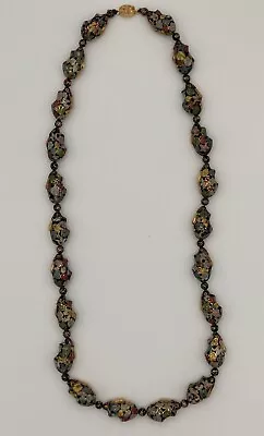 Vintage Estate Very Unique Cloisonné Rabbit Beaded Necklace Black • $40