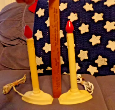 Vintage Christmas 2  Single Candle Drip Lights Electric Red Bulbs Window • $8