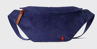 Polo Ralph Lauren Corduroy Velvet Waist Bag Fanny Pack Bum Bag Blue Pony BNWT • £39.99