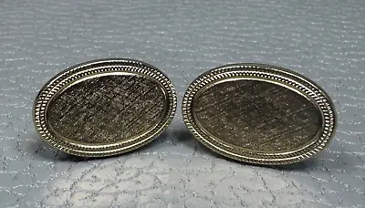 Vintage Classic Elegant Brushed Finish Yellow Gold Plated Cuff Links • $16.95