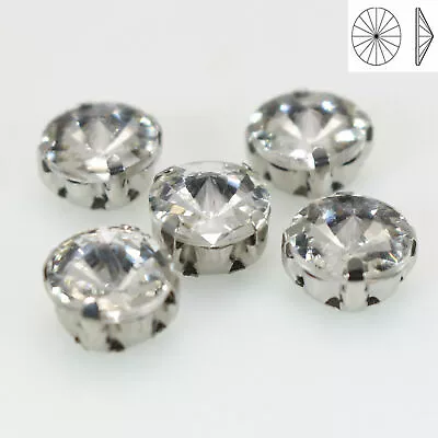 50 Silver Clear Crystal Rivoli Rhinestones Gems Rose Montees 8mm Sew On Beads • $3.24
