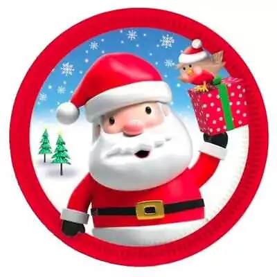 £2.49 • Buy 8 Pcs Christmas Paper Plates Santa Party Gifts Home Xmas Tableware Decoration