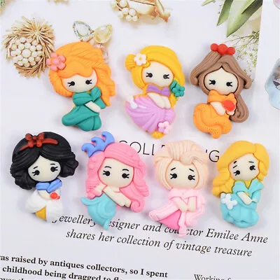 10 Pcs Flat Back Princesses Resin Embellishments Mixed Girls Craft Decor 2-3 Cm • £4.19