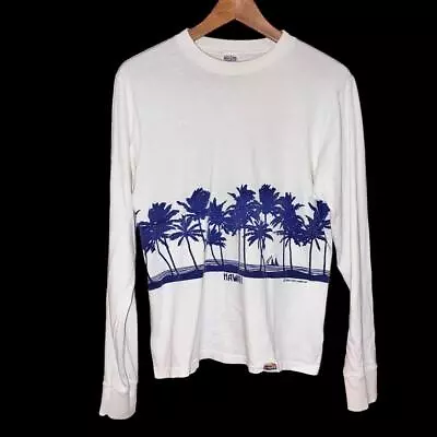 VTG 70s Crazy Shirts Hawaii Beach Graphic Long Sleeve 1977 Tourist T Shirt M • $18.04