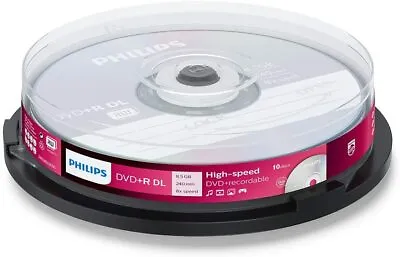 £10.95 • Buy 10 Philips DVD+R DUAL LAYER Recordable DVD Discs 240 Mins 8.5GB