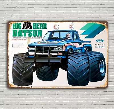 Vintage Rc Car Metal Sign Poster - Marui Big Bear Datsun Monster Truck - 20x30cm • $14.90