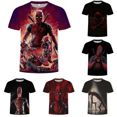 Kids Adult 3D Marvel Deadpool Casual Short Sleeve T-Shirt Tee Top Xmas Gift UK • £6.99
