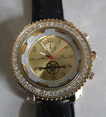 £19.99 • Buy Fabulous Brand New ICE STAR Chunky Diamante Leather Hand Wrist Watch Male Female