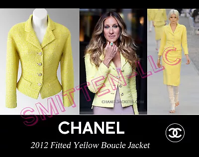 $5465 CHANEL 12C Fitted Yellow Tweed JACKET * FR 38 - 40 / US 4 - 6 ~ PRISTINE • £1903.46