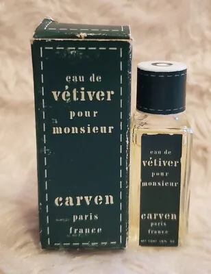 CARVEN Eau De Vetiver Pour Monsieur Men Mini 1/6 Fl Oz Vintage Box Rare Perfume • $45.99