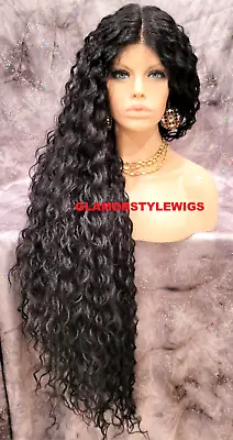 45” Lace Front Full Wig Extra Long Layered Curly Dark Brown #2 Heat Ok Nwt • $79.95