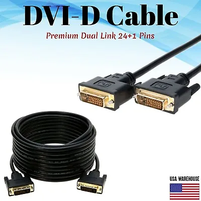 DVI-D To DVI-D Cable Dual Link Male To Male DVI 24+1 Pins Monitor Display Cord • $6.25