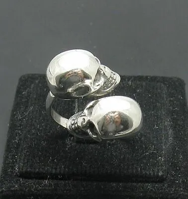 Genuine Sterling Silver Ring Hallmarked Solid 925 Two Skulls Handmade • £32.20