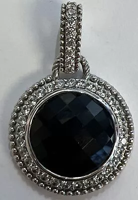 Estate Designer Judith Ripka 925 Sterling Silver Black Onyx Pendant • $20.50