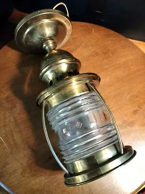 Vintage Nautical Solid Brass PORCH LIGHT Flush Mount Ships Lantern Hall Foyer • $91.80