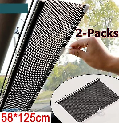 PVC Retractable Car Window Sun Shade Visor Windshield Roller Blind 125cm X 58cm • $15.99