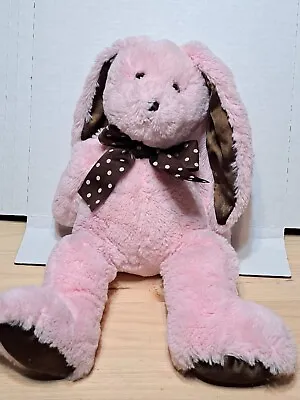 Mary Meyer 14” Pink Bunny Rabbit Plush Stuffed Animal Brown Polka Dot Bow Easter • $9.77