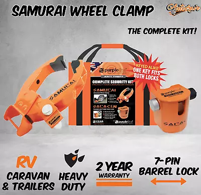 Trailer Caravan Samurai Wheel Clamp Lock Security Anti Theft Car RV Purpleline • $274.99