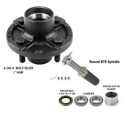 Trailer Axle Kits With 4 On 4  Bolt Idler Hub & 1  Round BT8 Spindle 2k • $42.99