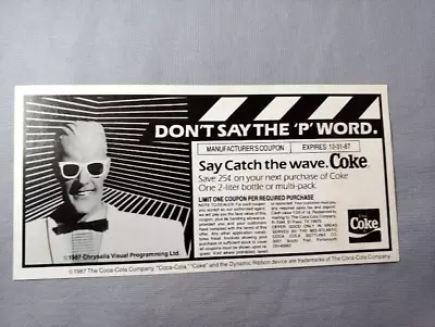 1987 Max Headroom Coca Cola Coke Coupon Advertising • $8.95