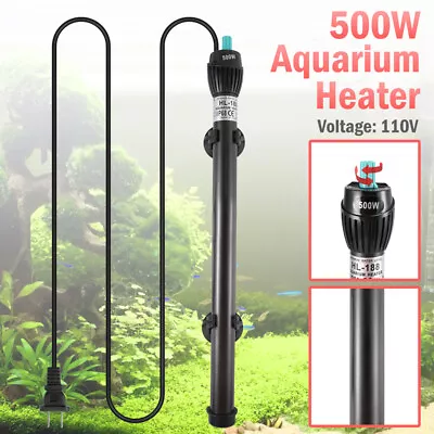 AQUARIUM FISH TANK HEATER Water SUBMERSIBLE Heating Rod 500W For Tanks 80 Litres • $28.99