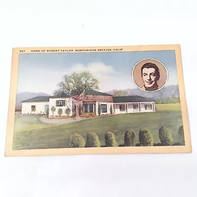 Hollywood Movie Star -Robert Taylor- Northridge Estates Home California Postcard • $3.99