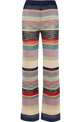 $1045 MISSONI Limited Edition Striped Metallic Crochet-Knit Wide-Leg Pants NWT • $550