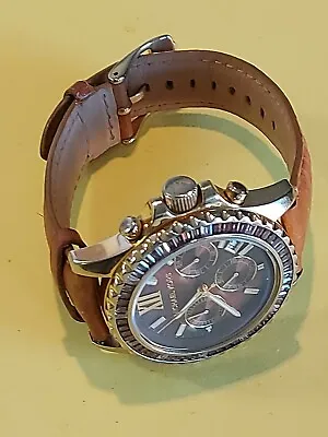 MICHAEL KORS Glitz Date 24hrs Chronograph Brown Leather Women's Watch MK5873 • $74.99