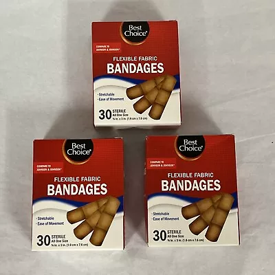 Best Choice Flexible Fabric Bandages 3/4  X 3  - Lot Of 90 • $8.95