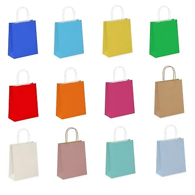 Coloured Paper Party Bags Gift Bag With Handles Birthday Loot Bag Recyclable  • £7.69