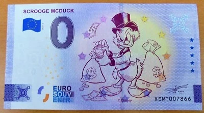£3.99 • Buy `BANKNOTE' 0 Euro Souvenir SCROOGE MCDUCK Disney MINT